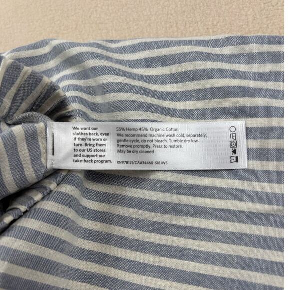 EILEEN FISHER Petite Small Hemp Organic Cotton blend Blue White Striped pant‎ - Picture 8 of 9